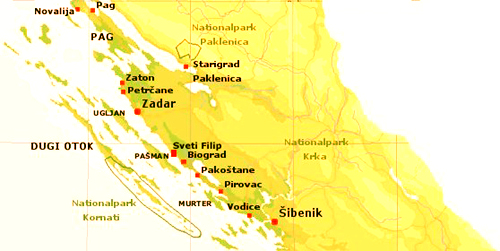 Karte von Norddalmatien