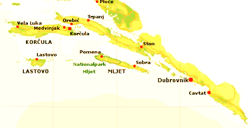 Karte von Süddalmatien